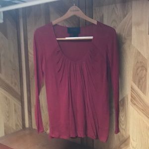 Burgundy Classic Holiday top  with flattering silk front overlay.